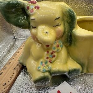 MCM Yellow and Green Elephant Planter